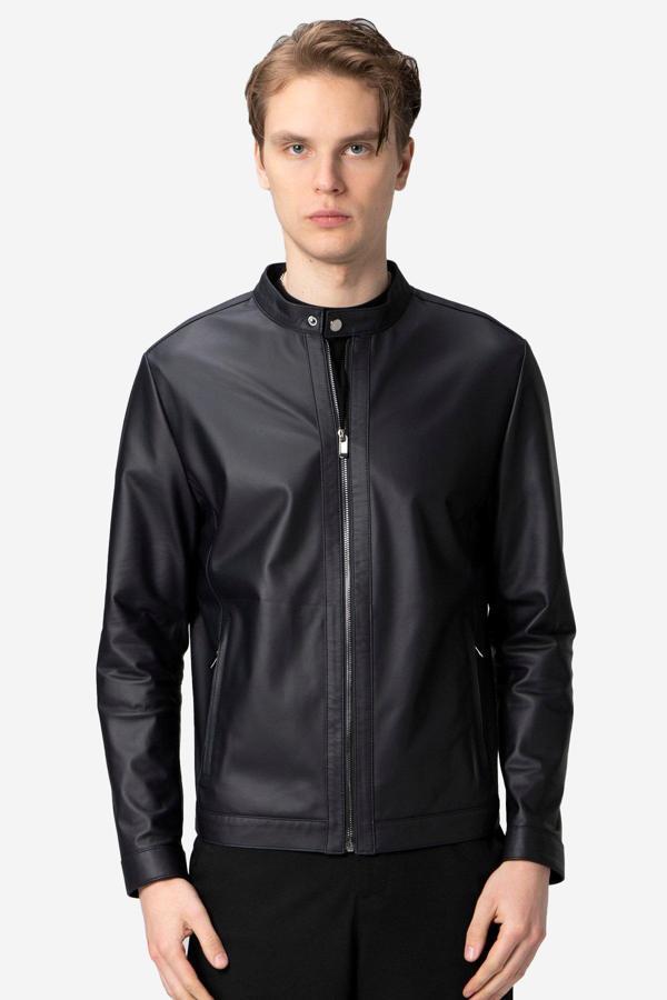 DERİCLUB Ronaldo Tafta Gerçek Deri Erkek Ceket LACİVERT - Image 1