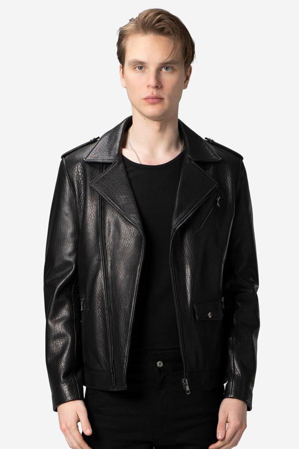 DERİCLUB Palermo Jumbo Deri Motorcu Erkek Mont SİYAH - Image 1