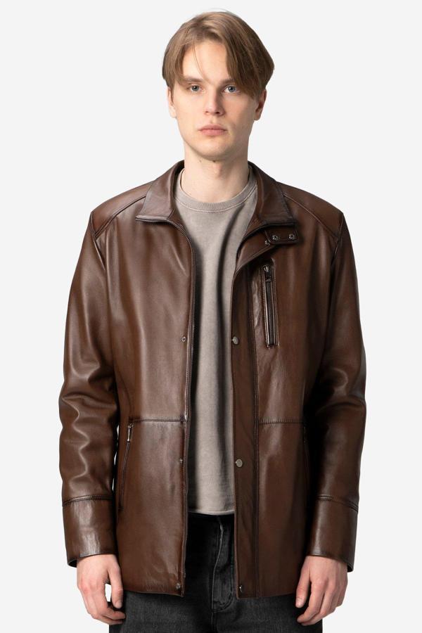 DERİCLUB E992A Gerçek Deri  Erkek Kaban CAMEL ANTİK - Image 1