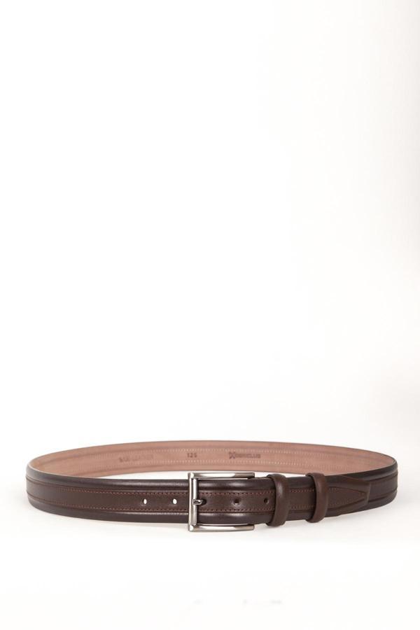 DERİCLUB Hakiki Deri El Yapımı Casual 3.5cm Çift Dikişli Erkek Klasik Kemer 511 KAHVERENGİ - Image 1