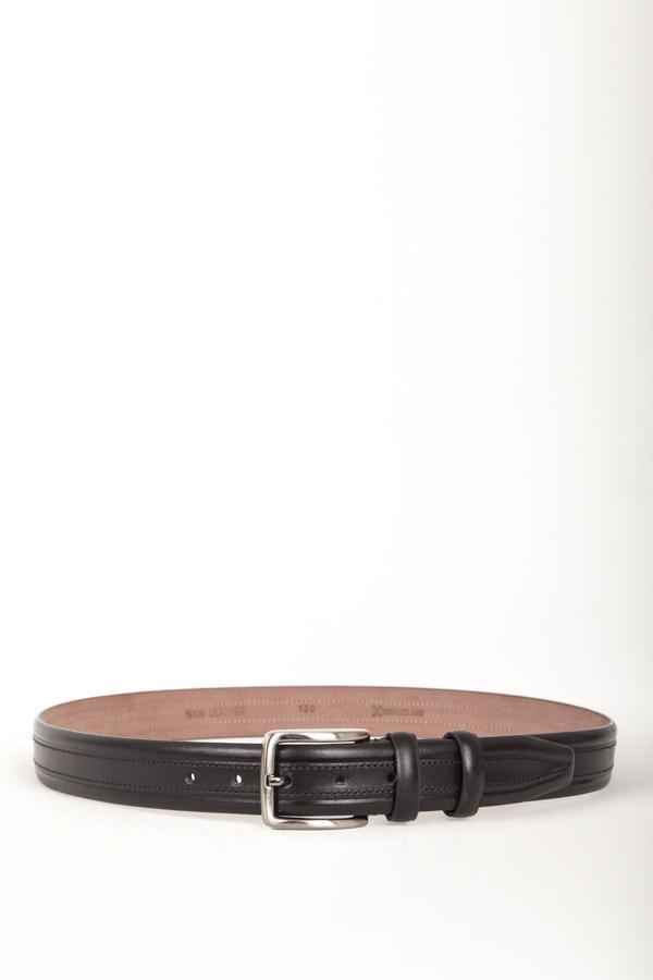 DERİCLUB Hakiki Deri El Yapımı Casual 3.5cm Çift Dikişli Erkek Klasik Kemer 511 SİYAH - Image 1