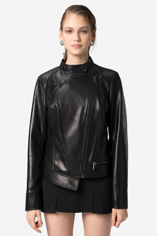 DERİCLUB WM046 JUMBO Gerçek Deri Kadın Mont SİYAH - Image 1