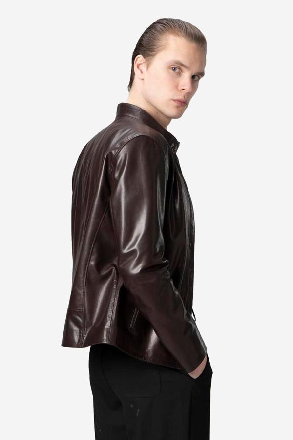 DERİCLUB Mercier Erkek Hakim Yaka Vejetal Hakiki Deri Mont FINDIK - Image 1