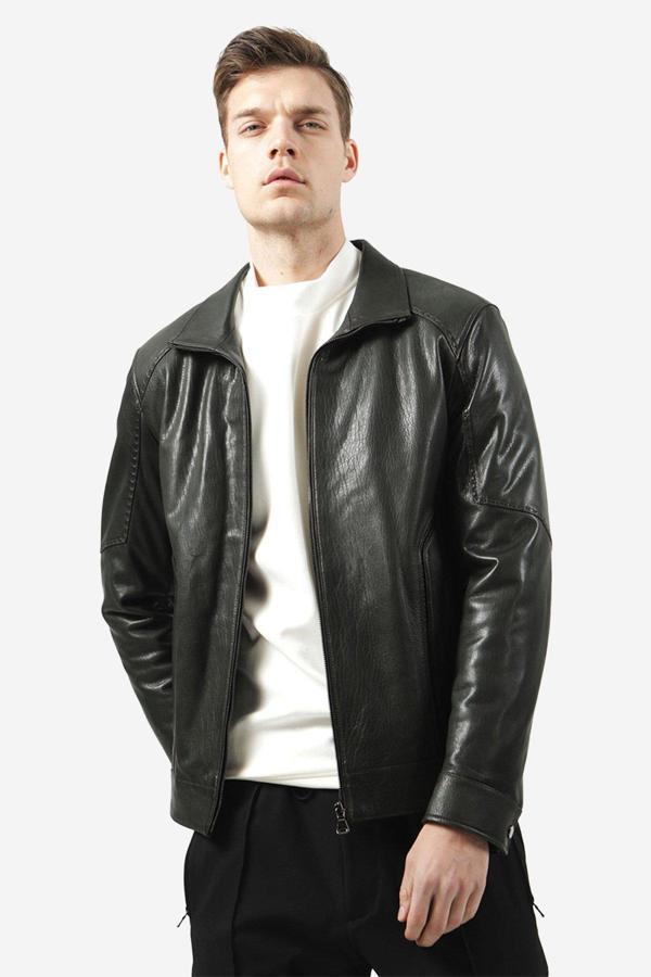 DERİCLUB Utah Erkek Jumbo Slimfit Hakiki Deri Mont YEŞİL - Image 1