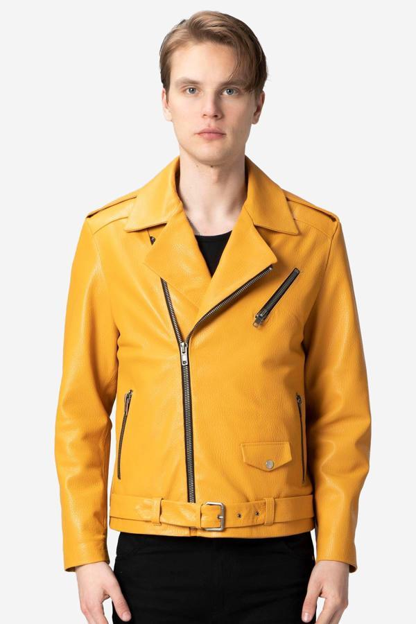 DERİCLUB JOKER JUMBO Gerçek Deri Erkek Mont SARI - Image 1