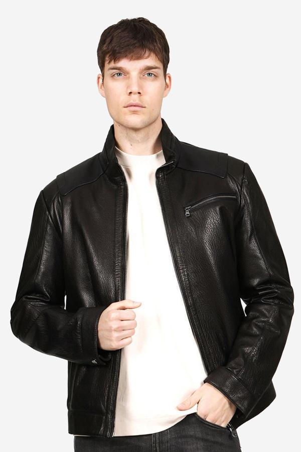 DERİCLUB SDX2021 JUMBO Gerçek Deri  Erkek Mont SİYAH - Image 1