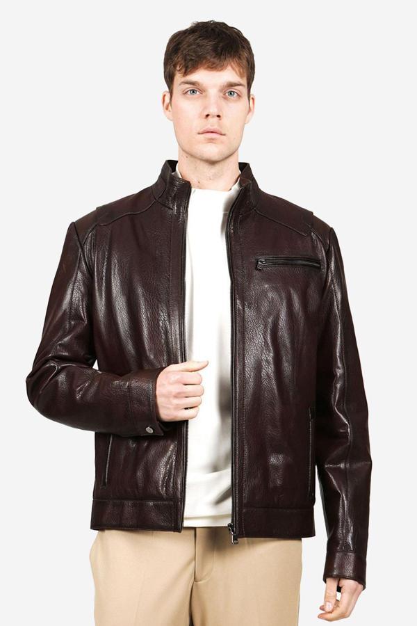 DERİCLUB SDX2021 JUMBO Gerçek Deri  Erkek Mont FINDIK - Image 1