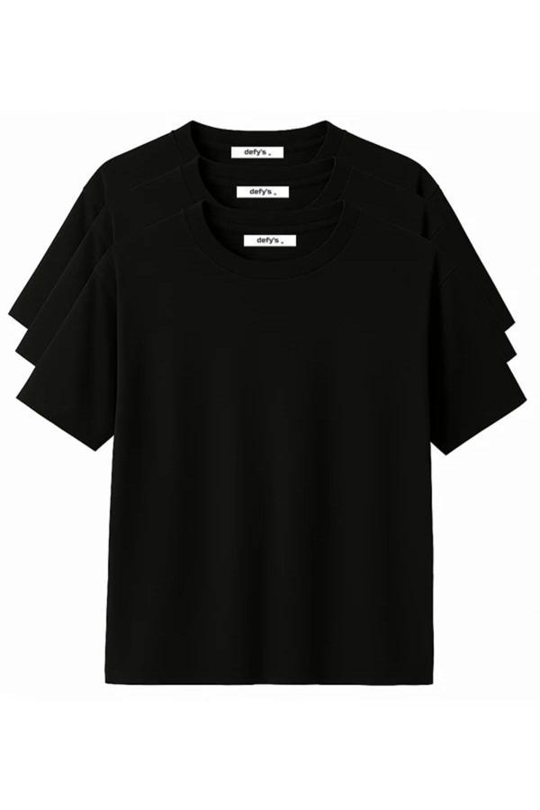 Defys Erkek 3’Lü Basic Regular Fit Bisiklet Yaka Tişört Seti - Image 1