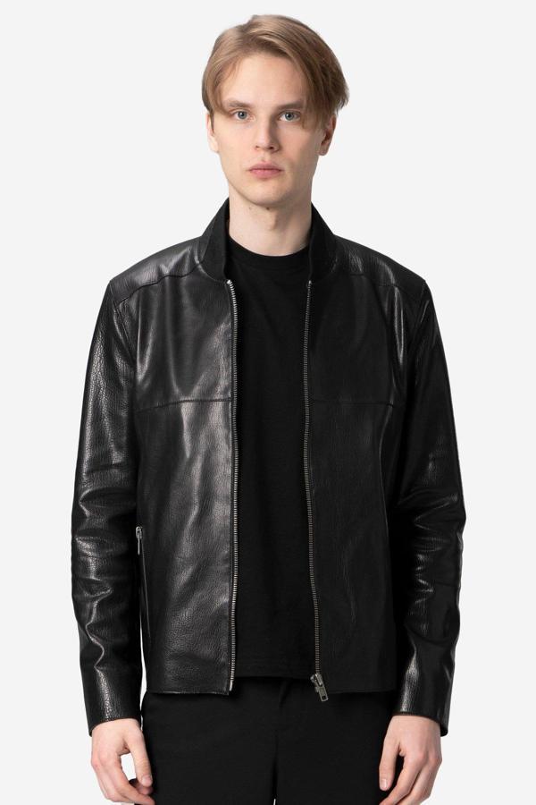 DERİCLUB WM251 Erkek Jumbo Slim-Fit Hakiki Deri Mont SİYAH - Image 1