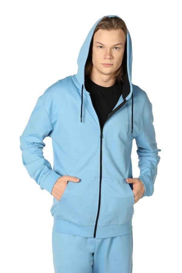 Defys Erkek Kapüşonlu Fermuarlı Sweatshırt Mavi - Image 1