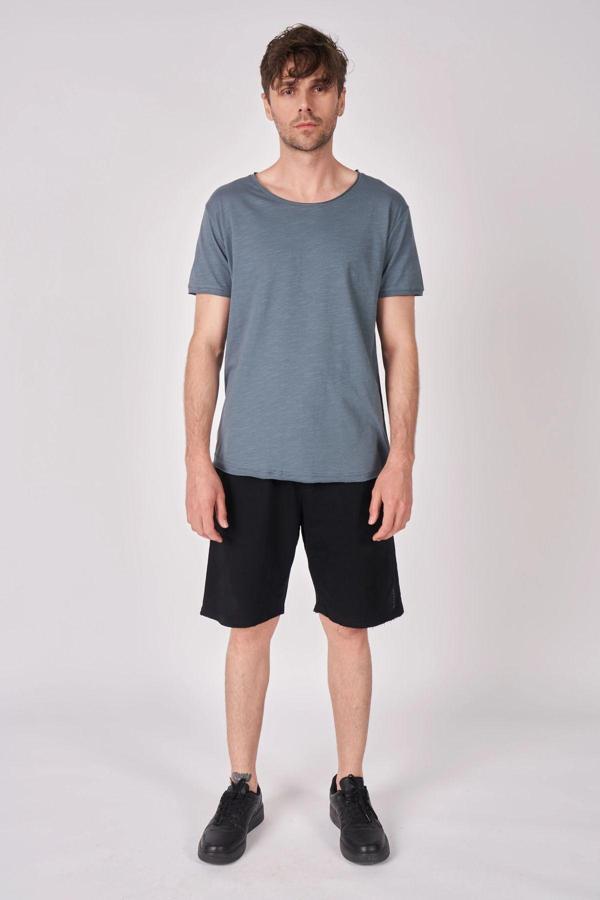 Defys Erkek %100 Pamuk Kısa Kollu Kayık Yaka Tişört - Image 1