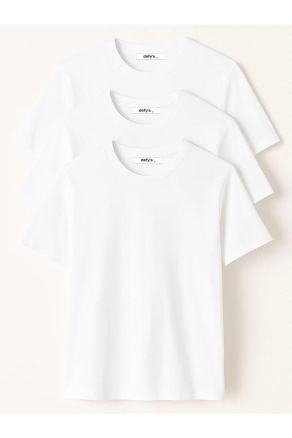 Defys Erkek 3’Lü Basic Regular Fit Bisiklet Yaka Tişört Seti - Image 1