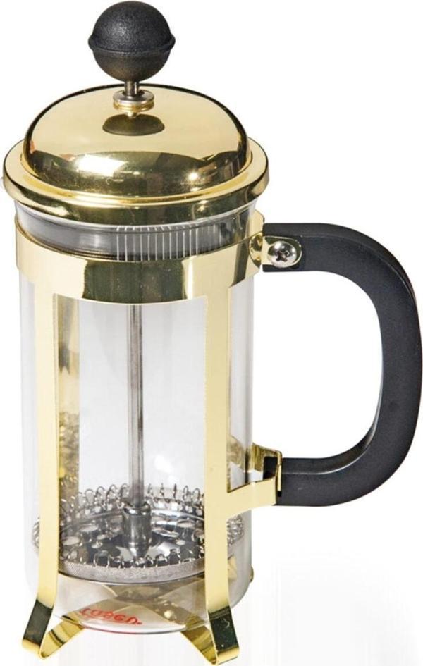 Biradlı French Press Cam Üzeri Bakır Detaylı Çelik Kaplama 350Ml - Image 1