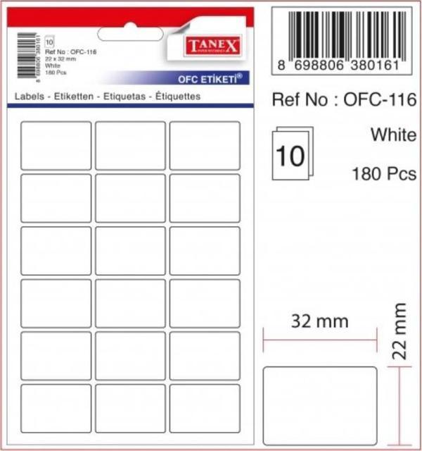 Tanex Ofc-116 Beyaz Ofis Etiketi 22x32 Mm 10 Syf-180 Adt - Image 1