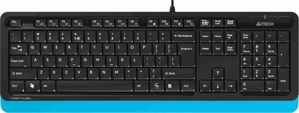 A4 Tech Q TR Usb Fsytyler Multimedya Kablolu Klavye Mavi FK10  - Image 1