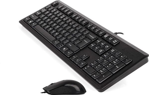 A4 Tech Q TR Usb Standart Klavye + Optik Kablolu Mouse Set Siyah KR-9276 - Image 1