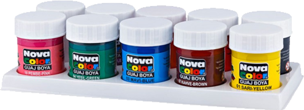 Nova Color Nc-114 Guaj Boya 10 Renk Şişe - Image 1