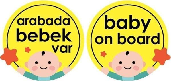 BABYJEM ARABA CAM YAZISI DİKKAT BEBEK VAR SARI - Image 1