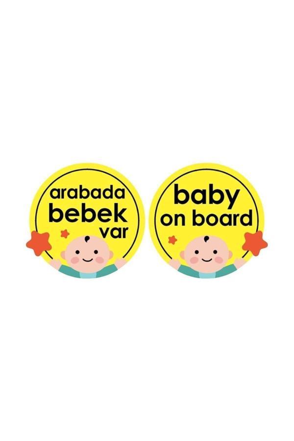 BABYJEM ARABA CAM YAZISI DİKKAT BEBEK VAR SARI - Image 1