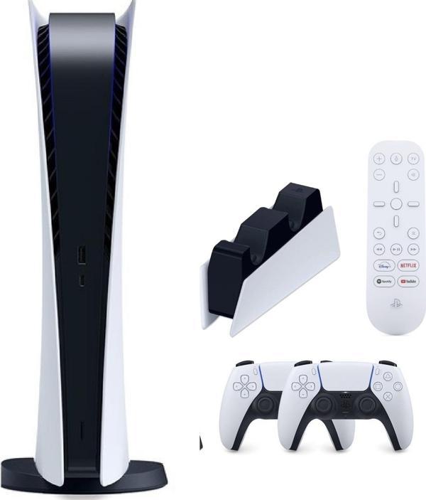 Sony Playstation 5 Dijital ( İthalatçı garantili) + 2. Kol + Medya Kumandası + Şarj Istasyonu - Image 1