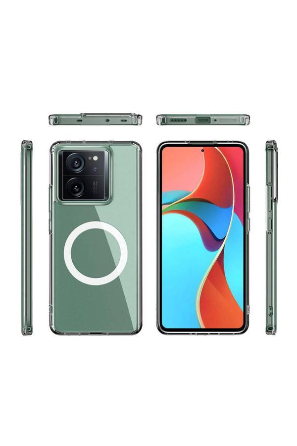 20068310 Xiaomi Mi 13T İle Uyumlu Kılıf Magsafe Flet Wireless Şarj Özellikli Telefon Kılıfı Kapak Şeffaf - Image 1