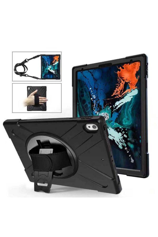 20068310 Apple İpad Pro 12.9 2018 (3.Nesil) İle Uyumlu Yüksek Korumalı Askı Kayışlı Tablet Silikon Kılıf - Image 1