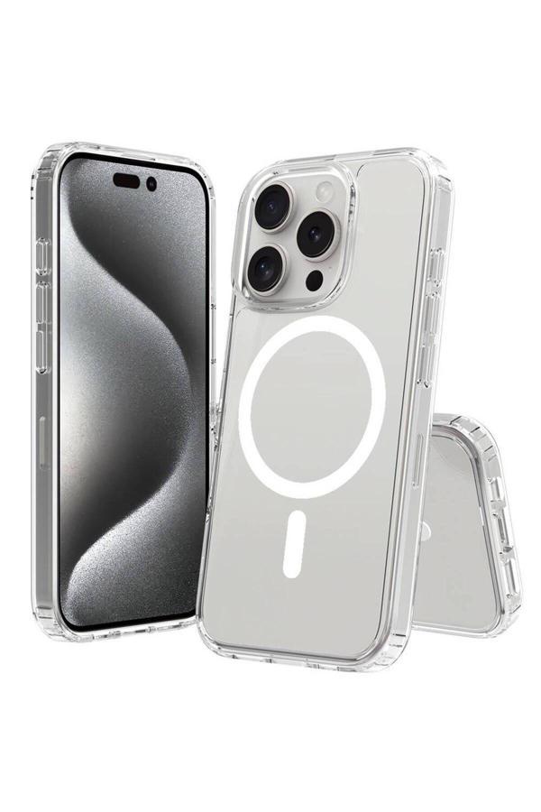 20068310 Apple İphone 16 Pro Max Uyumlu Kılıf Wireless Şarj Özellikli Magsafe Şeffaf Telefon Kılıfı Kapak - Image 1