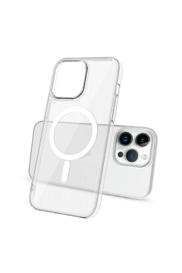 20068310 Apple İphone 14 Pro Max İle Uyumlu Kılıf Magsafe Şarj Özellikli Şeffaf Tek Kamera Çerçeveli Kapak - Image 1
