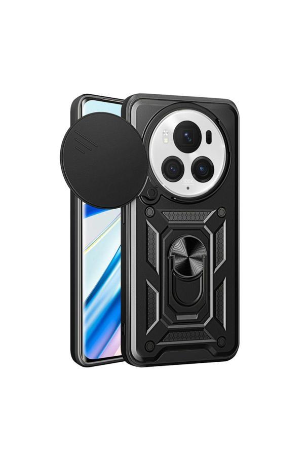 20068310 Honor Magic 6 Pro İle Uyumlu Kılıf Magnetik Standlı Kamera Korumalı Sürgülü Kapak - Image 1