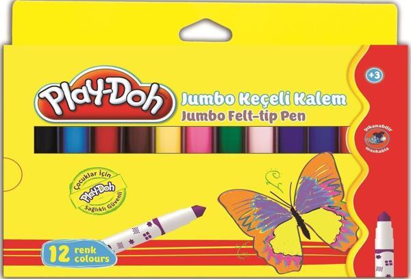 Play-Doh 12 Renk Jumbo Keçeli Kalem 8 Mm Karton Kutu Play-Ke010 - Image 1