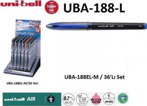 Uni-Ball Uba-188-M Air Roller Kalem 0,5 mm Mavi 36 Lı (1 Paket 36 Adet) - Image 1