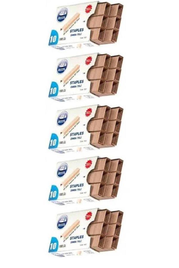 Tan Express No:10 Zımba Teli Bakır 1000'Lik 5 Paket Küçük Zımba Teli Sarı (15 Yaprak Zımbalama Kapasiteli) - Image 1