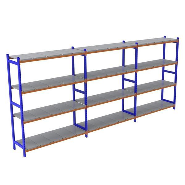 4 Katlı 3'lü Depo Rafı - 150-300 Kg Taşıma Kapasiteli Hafif Rack Raf - Image 1