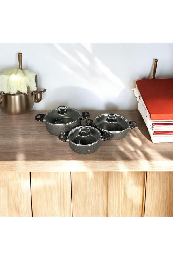 Bena Life 6 Parça Granit Basık Tencere Seti - Image 1
