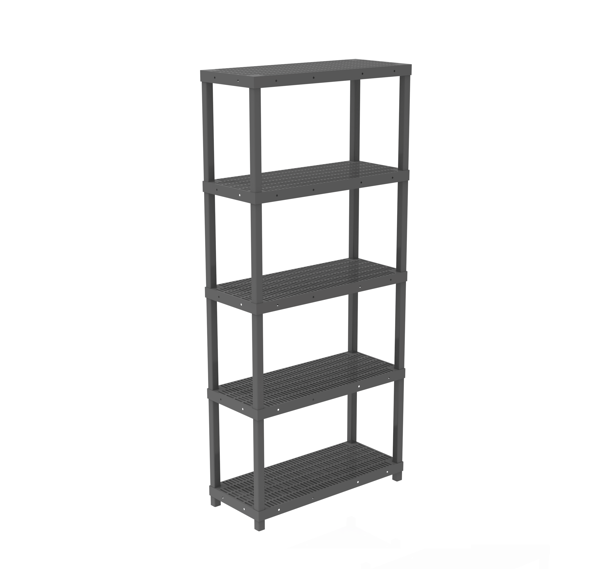5 Katlı Delikli 43x93x215 Cm Plastik Raf - Depo, Arşiv, Kiler, Dosya, Market, Bakkal Rafı - Image 1