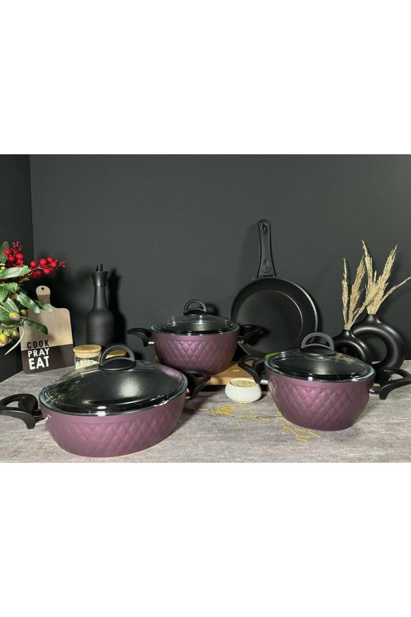 Bena Life 7 Parça Yanmaz Yapışmaz Granit Tencere Seti - Image 1