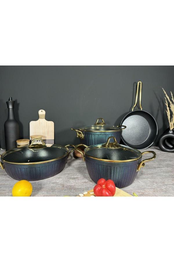 Bena Life 7 Parça Yanmaz Yapışmaz Granit Tencere Seti - Image 1