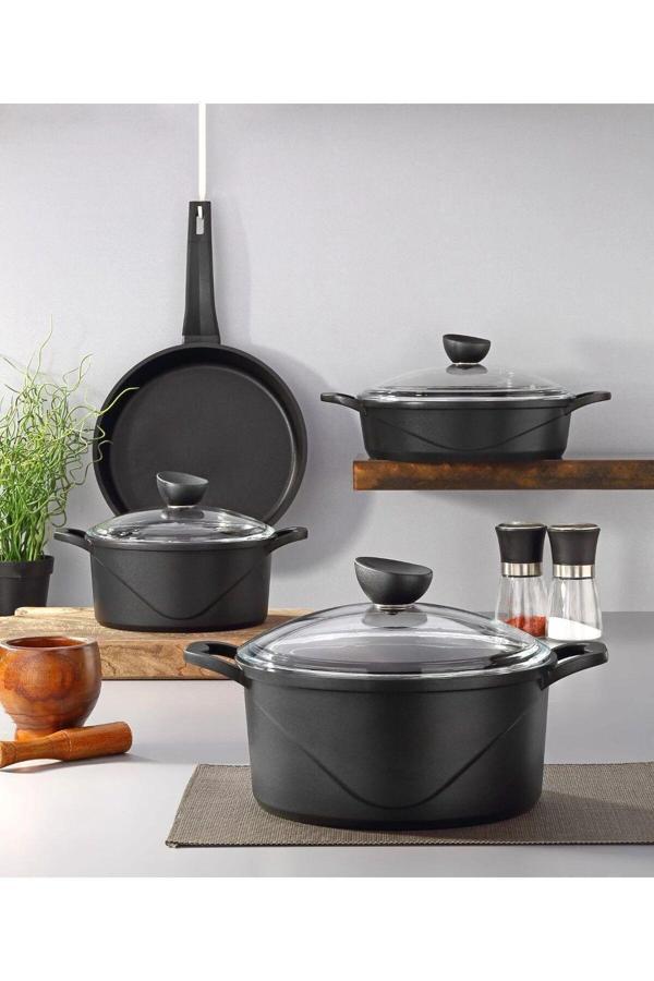 Bena Life 9 Parça Döküm Tencere Seti Black - Image 1