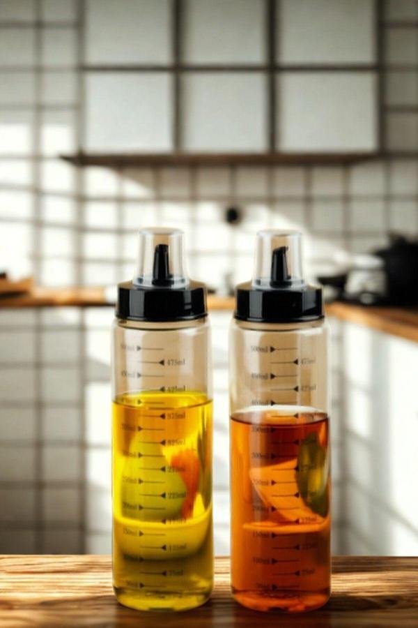 Ar Armese 2'Li Cam Yağdanlık Zeytin Yağ Sıvı Yağ Şişesi Cam Şişe 500Ml - Image 1