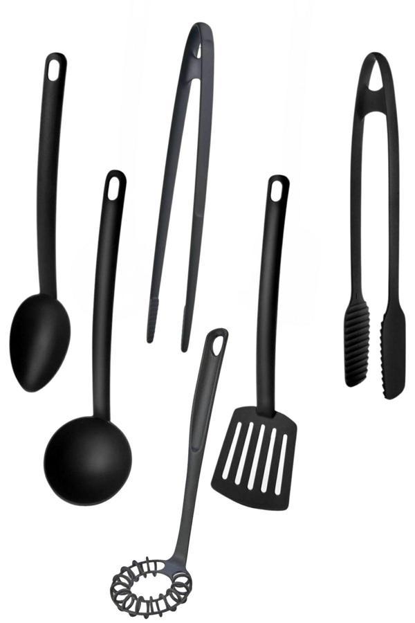 Ar Armese 6 'Lı Yanmaz Yapışmaz Mutfak Servis Seti Kepçe Çırpıcı Maşa Cımbız Spatula Kaşık 28 Cm - Image 1