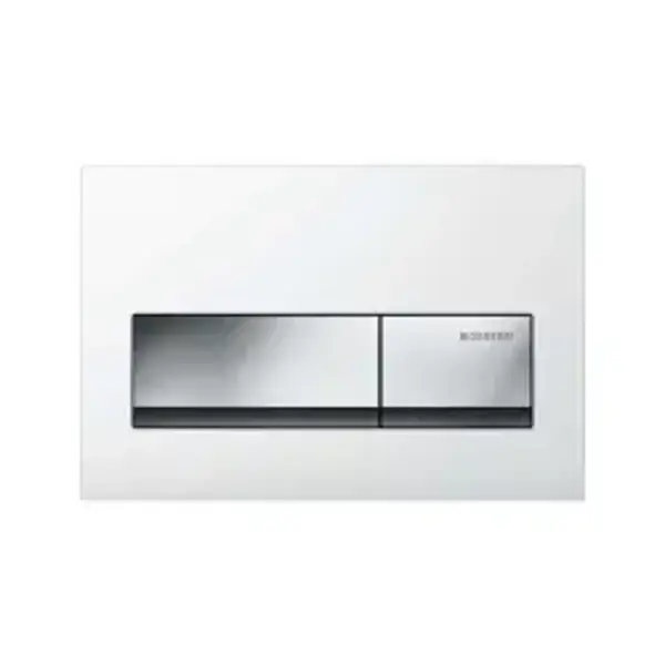 Geberit Alpha50 115.060.11.1 Kumanda Paneli, Çift Basmalı,  Beyaz, Krom Butonlu - Image 1