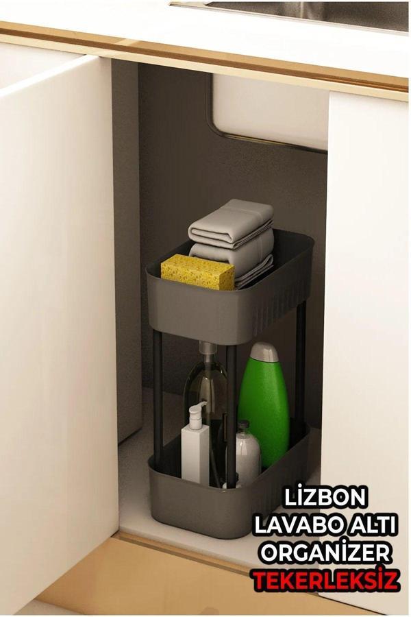 Ar Armese Lüks Çok Amaçlı 2 Katlı Banyo Düzenleyici Dolap Içi Tezgah Altı Tekerleksiz Organizer - Image 1