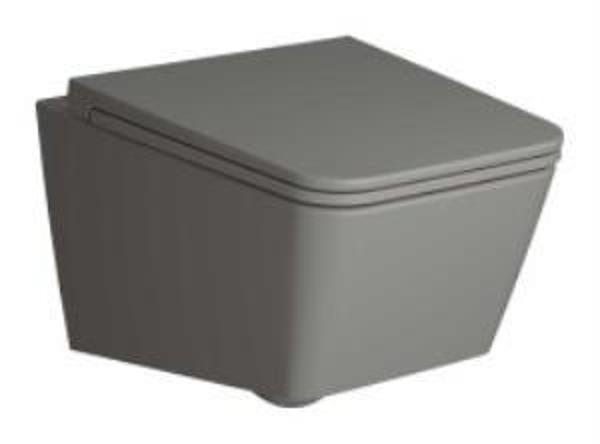 VitrA Equal Rim-ex Asma Klozet Ve Soft Kapak Takımı, Clean, Mat Taş Gri, 7245B476-0090+119-076-009 - Image 1