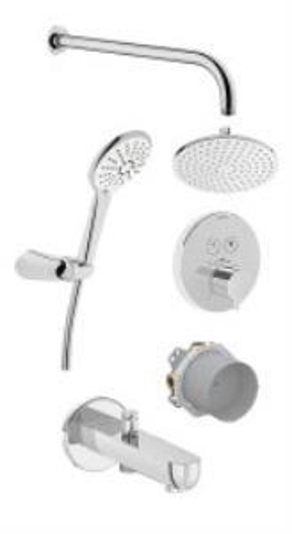 VitrA AquaControl Round Ankastre Termostatik Duş Seti A49293 Bliss 2F duş başlığı - Snow 3F el duşu takımı - krom - Image 1