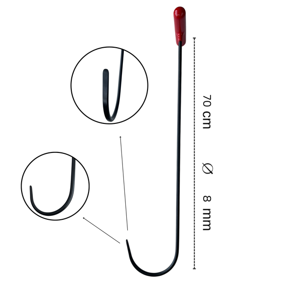 Safi 60 Cm 8 Mm Çap Dik Yassı Uç Çengel Boyasız Göçük Düzeltme Çubuğu, Pdr Çubuk - S5-04 - Image 1