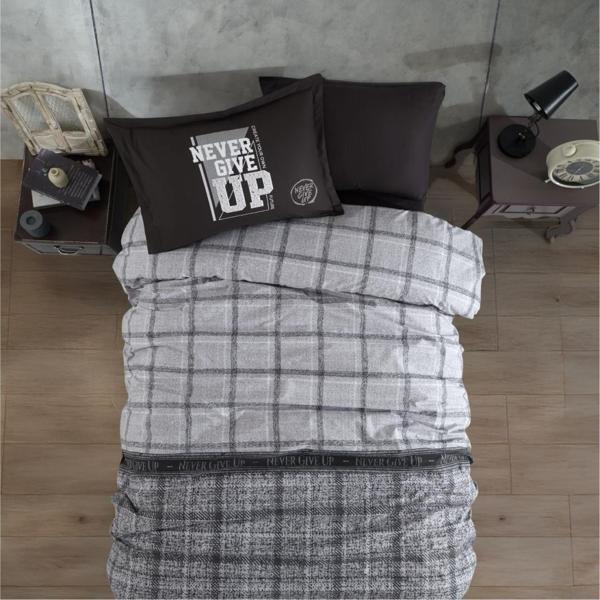 Clasy Ranforce Nevresim Takımı Tek Kişilik Give Up Antrasit - Image 1
