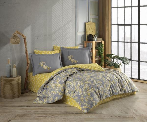 Hobby Çift Kişilik Poplin Nevresim Alanza Sarı - Image 1