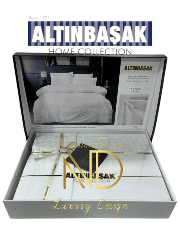 Altınbaşak Jakarlı Saten Çift Kişilik Nevresim Takımı Adelya Arcane - Image 1