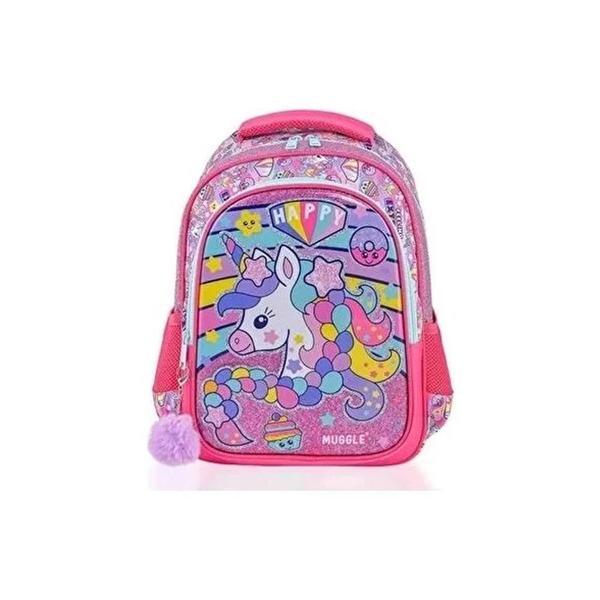 Muggle Okul Çantası Happy Unicorn Pembe Mu-6443 - Image 1