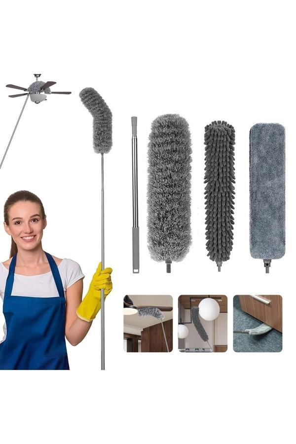 Geldimicom 3 Farklı Başlıklı Mikrofiber Anti-Statik Bükülebilir Teleskopik Köşe Bucak Toz Alma Püskülü - Image 1